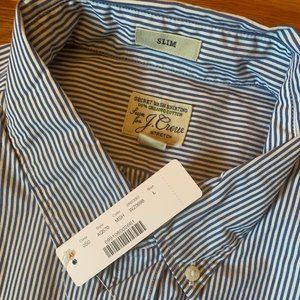 J. Crew large SLIM STRETCH in blue microstripe